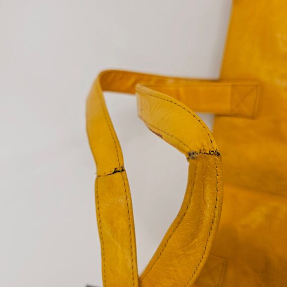 Latico Mustard Yellow Leather Zip Tote Bag Double Shoulder Strap Minimalist Norm - Picture 10 of 11